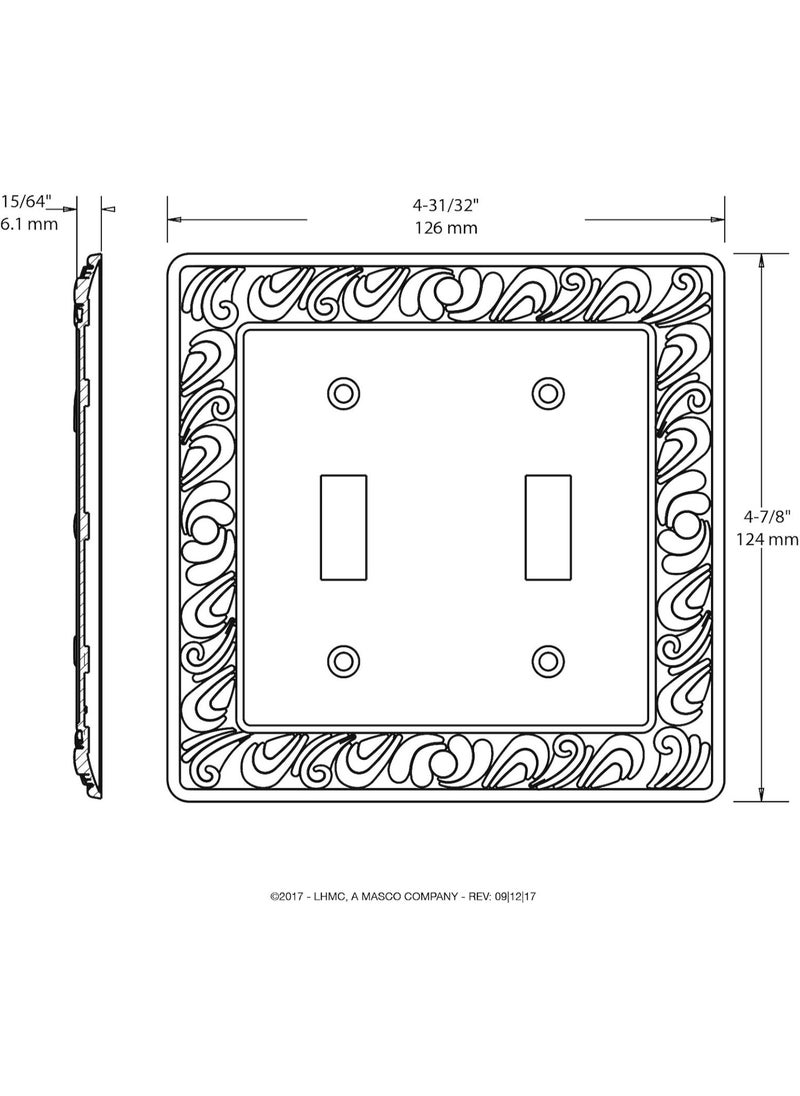 Franklin Franklin Brass Paisley Wall Plate, Tumbled Antique Brass Double Switch Cover Switch Cover, 1-Pack, 64040  - Image 2