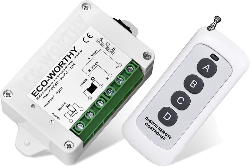 ECO-WORTHY 12V 24V DC Motor Wireless Remote Control Kit, 8V-35V Electric Switch for Motors, Industrial Automation, Solar Tracker, Smart Home DIY - Image 1