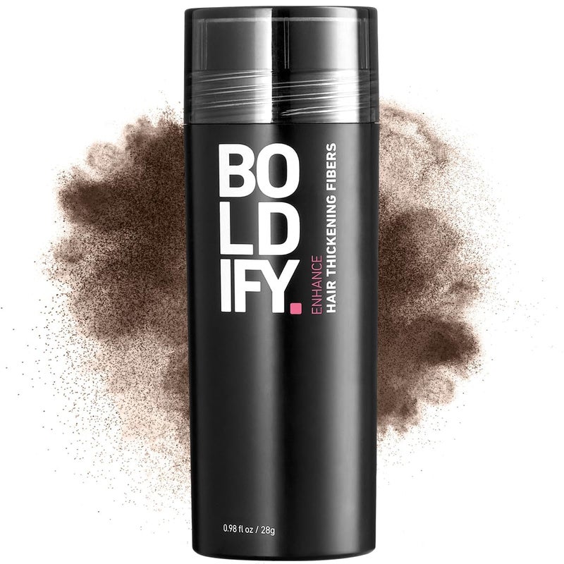 BOLDIFY Hair Fibers (28g) - Fill In Thinning and Fine Hair for an Instantly Fuller, Thicker Look - 14 Shades for Women & Men - Medium Brown