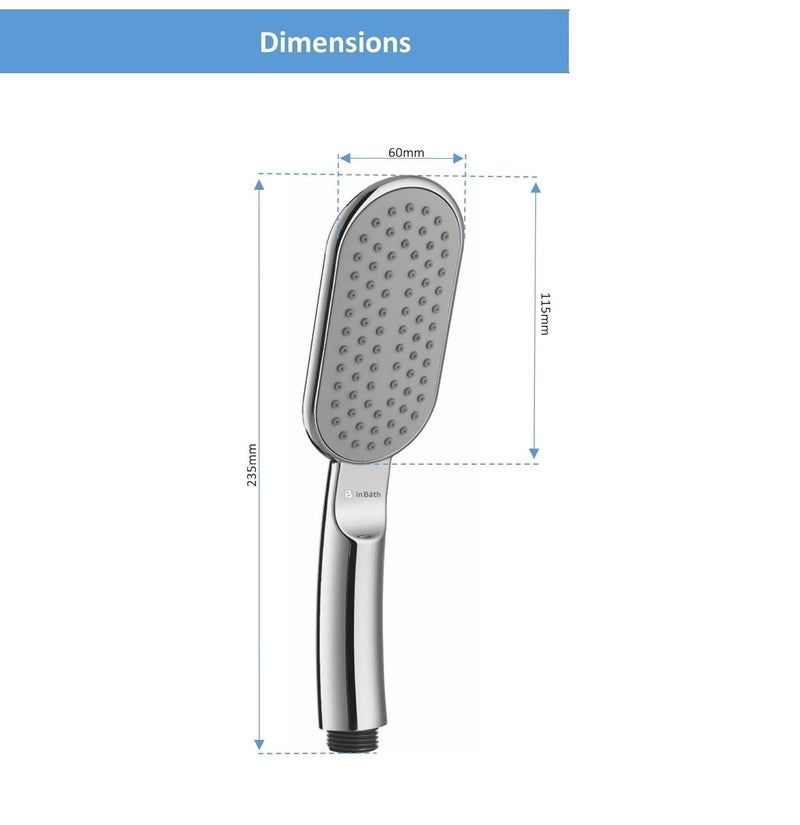MAYUR MAYUR CICH ABS Bathroom Hand Shower set with Rain functions with Steel flexible tube Pipe 15 Meters Hook Chome Finish HS551BSET - Image 2