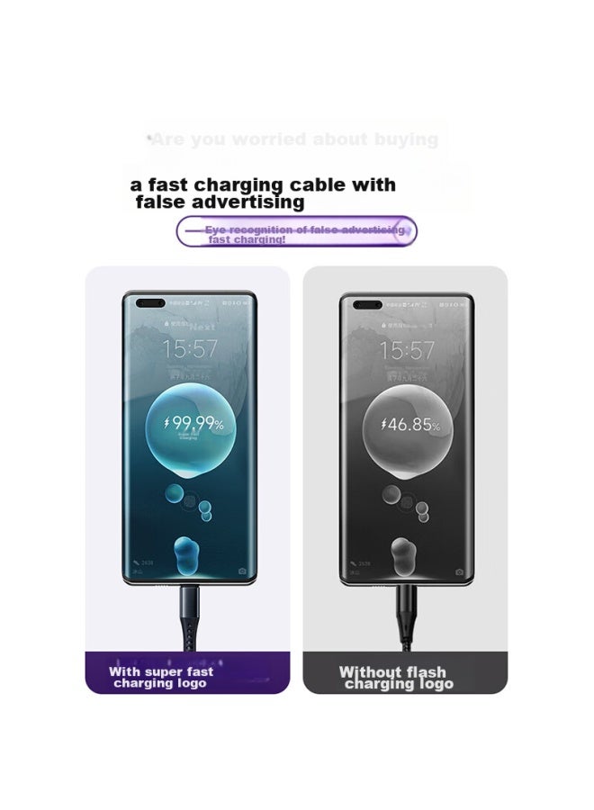 Stiger Data Cable 3-in 5a Fast Charging 88w Compatible With Huawei Mate 70, Apple Type-c, Android Phones, Iphone 14/13, Oppo, Xiaomi Vivo, One-to Cable - Image 2