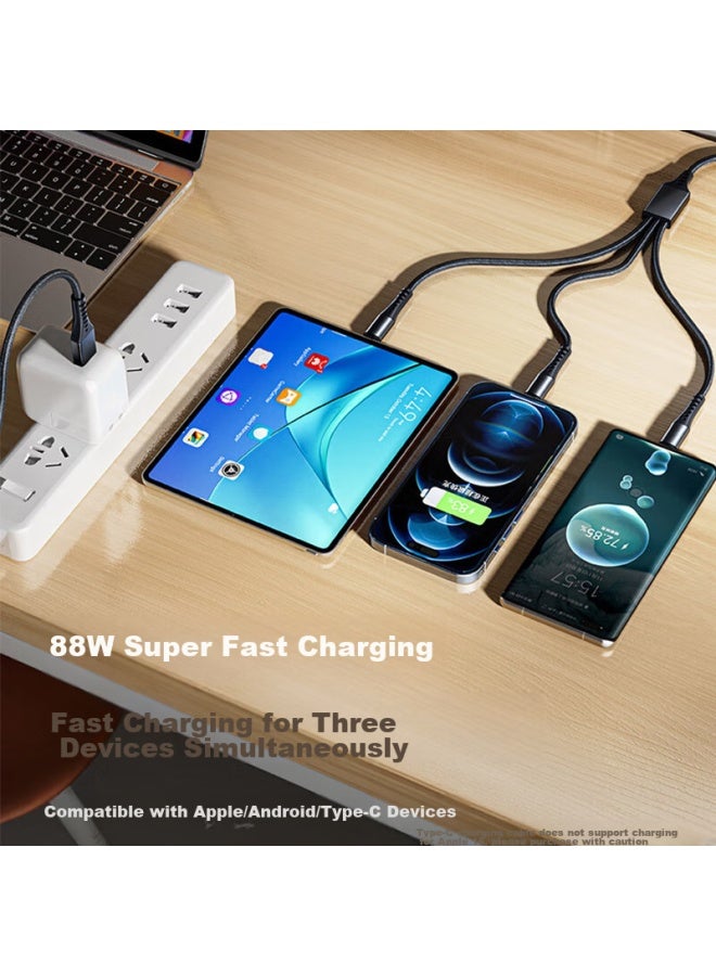 Stiger Data Cable 3-in 5a Fast Charging 88w Compatible With Huawei Mate 70, Apple Type-c, Android Phones, Iphone 14/13, Oppo, Xiaomi Vivo, One-to Cable - Image 5