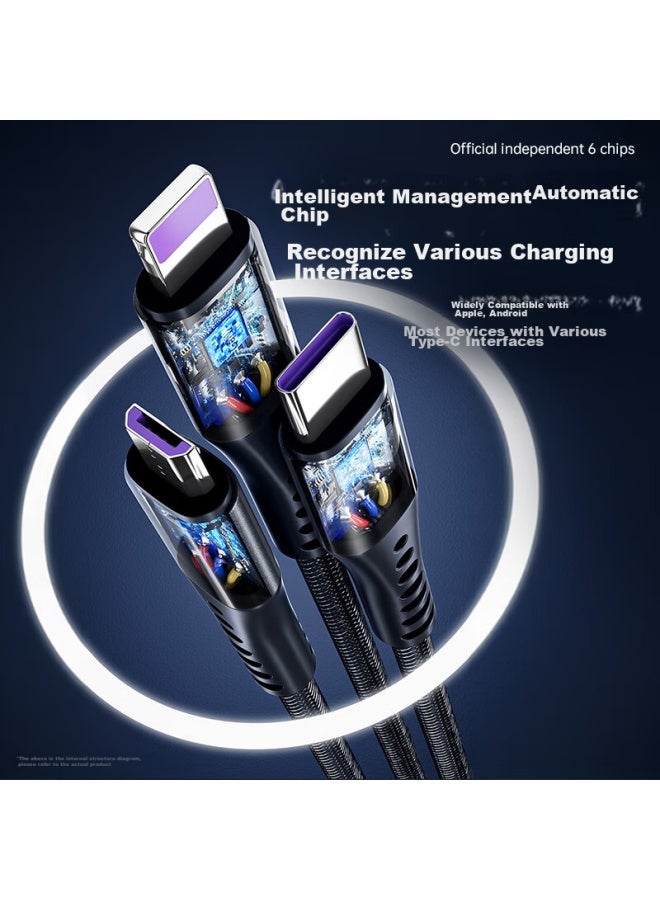 Stiger Data Cable 3-in 5a Fast Charging 88w Compatible With Huawei Mate 70, Apple Type-c, Android Phones, Iphone 14/13, Oppo, Xiaomi Vivo, One-to Cable - Image 3