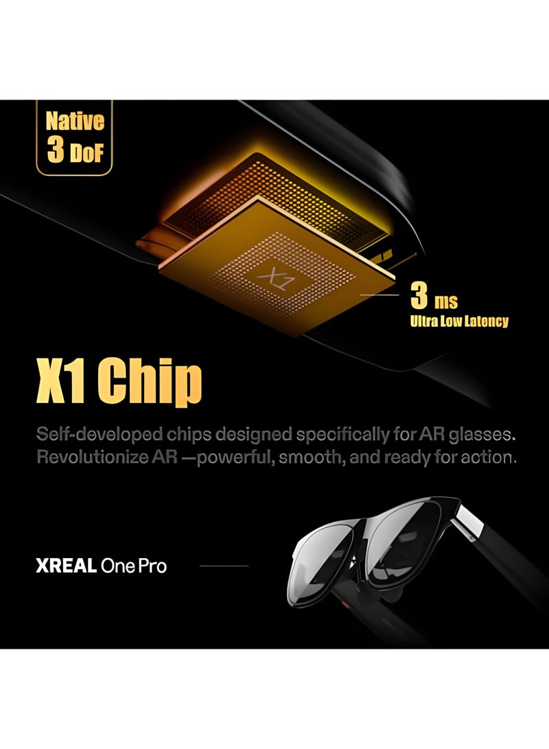 اكسريال نظارات XREAL One Pro بتقنية AR مع شريحة X1، ثلاث درجات من الحرية، زاوية رؤية 171°، 57°، 120 هرتز، صوت BOSE، عرض Sony OLED، ضبط 3 أوضاع، متوافقة مع PS5 وNintendo Switch 2 وiPhone 16/15 وSteam Deck وPC وAndroid وiOS - الحجم M - Image 2
