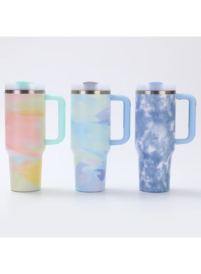 304 Stainless Steel Thermos Cup One Cup Dual-use Double-layer Suction Tube Cup Portable Outdoor Portable Car Cup-color:camouflage Powder-capacity:40OZ  - Image 4