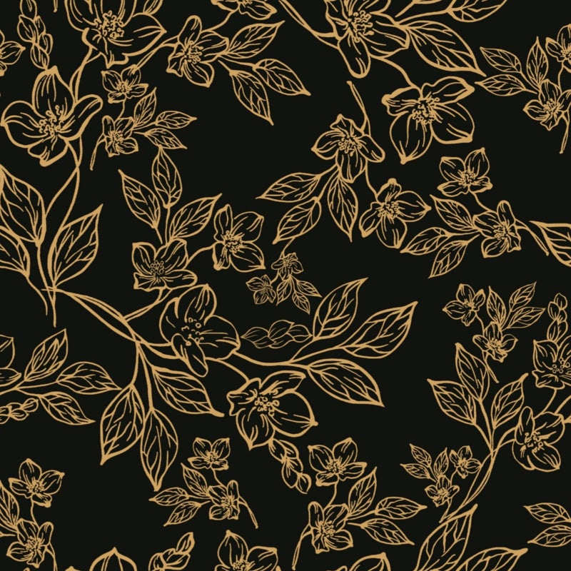 Ismoon Floral Peel and Stick Wallpaper Vintage Black and Gold Contact Paper Dark Stick on Wallaper Removable Self Adhesive Wall Paper for Cabinets Shelf Drawer Bedroom Vinyl Roll 173x196in - Image 2