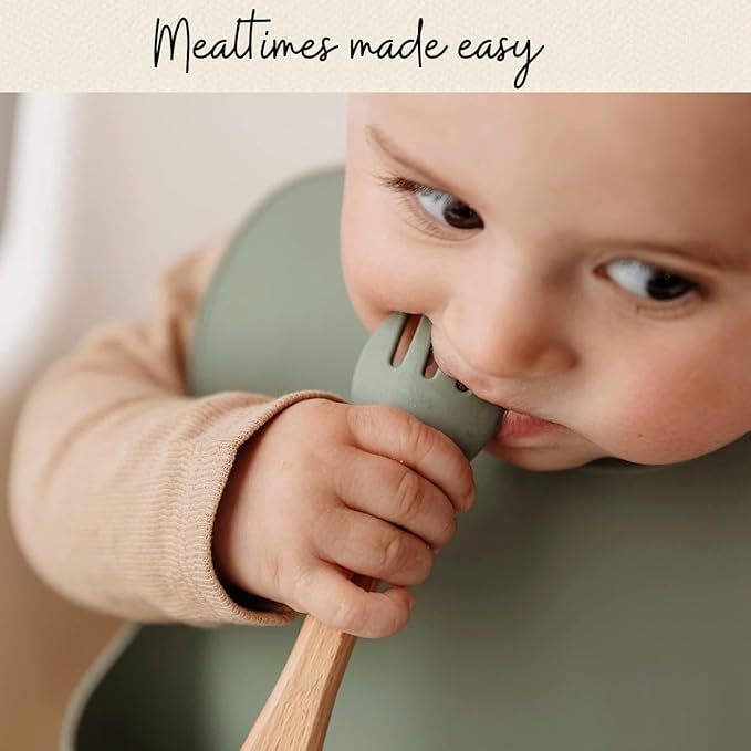 Tinytotem 6-Piece Silicone Baby Feeding Set with Bib, Suction Bowl, Suction Divided Plate, Training Cup with Straw, Spoon & Fork | BPA-Free, Safe, Easy to Clean, Toddler Mealtime Set | - Image 4