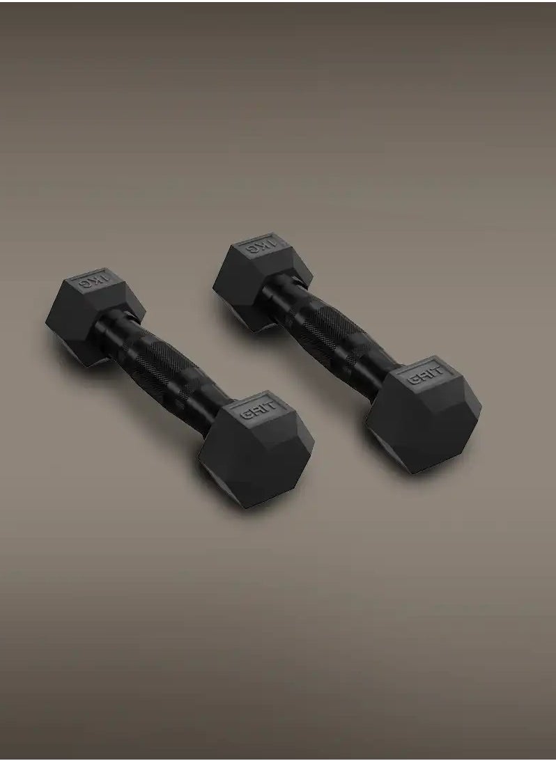 GRIT GRIT Hex Black Dumbbells - 1 kg Pair  - Image 1