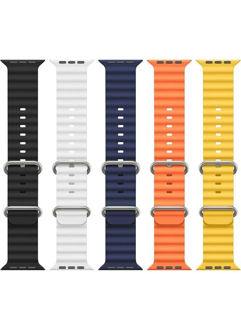 Beauenty 5 Pack Ocean Band Compatible with Apple Watch Ultra Band 49mm 45mm 44mm 42mm Men Women, Soft Silicone Sport Band Replacement Strap for Apple Watch Ultra iWatch Series 8 7 SE 6 5 4 3 2 1 - Image 2