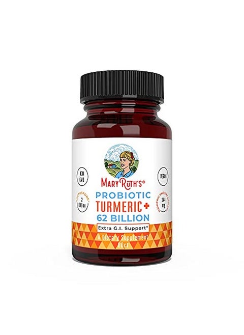 Probiotic Turmeric + Extra Gi Support 62 Billion Cfu Ingredients Turmeric Complex With Probiotics Turmeric Curcumin Capsules For Digestion Plantbased Vegan 60 Ct