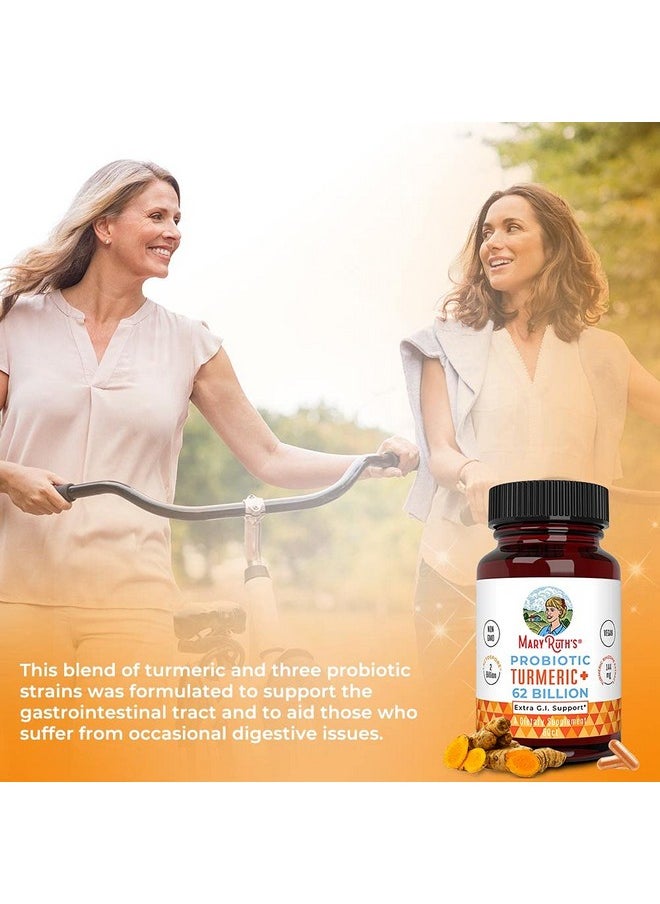 Probiotic Turmeric + Extra Gi Support 62 Billion Cfu Ingredients Turmeric Complex With Probiotics Turmeric Curcumin Capsules For Digestion Plantbased Vegan 60 Ct