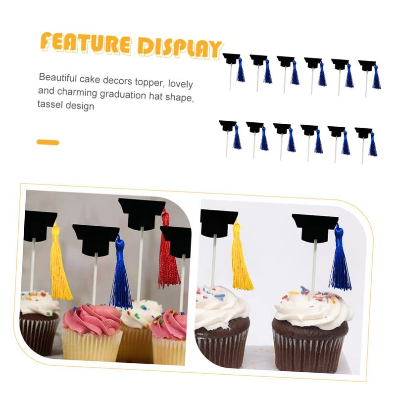 12pcs Graduation Hat Cake Topper Decorations For Party - Image 4