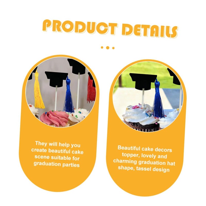 12pcs Graduation Hat Cake Topper Decorations For Party - Image 3