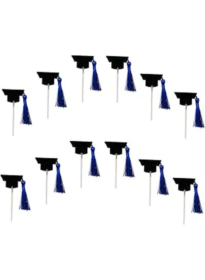 12pcs Graduation Hat Cake Topper Decorations For Party - Image 1
