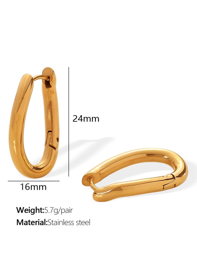 18k Real Gold Plating European And American Style Geometric Round Atmospheric Internet Red Earrings Earrings Women Outlets