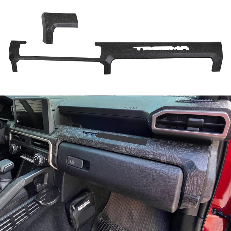 BORUIEN Dashborad Panel Cover for Toyota Tacoma SR SR5 2024 2025 2026 w/8" Display Interior Accessories Center Console ABS Side Frame Decor Cover (Black Wood, Fit 8 Inch Display Only) - Image 1