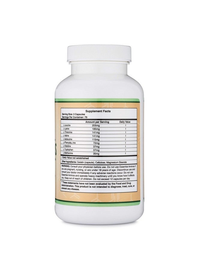 Double Wood Supplements الأحماض الأمينية الأساسية 1 جرام لكل حصة مسحوق مزيج من جميع 9 أحماض أمينية أساسية (Eaa) وجميع الأحماض الأمينية المتفرعة (Bcaas) (ليوسين إيزوليوسين فالين) 225 كبسولة من دابل وود سوبليمنتس - Image 3