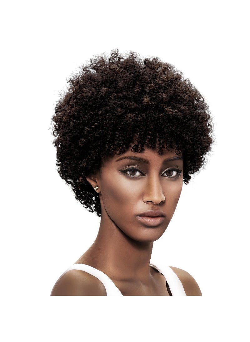 Style Icon Style Icon Afro 5" Short Curly Wigs 100% Brazilian Hair Natural Spiral Curls - Afro Wigs for Black Women-Human Hair Wigs-Short Capless Wigs 