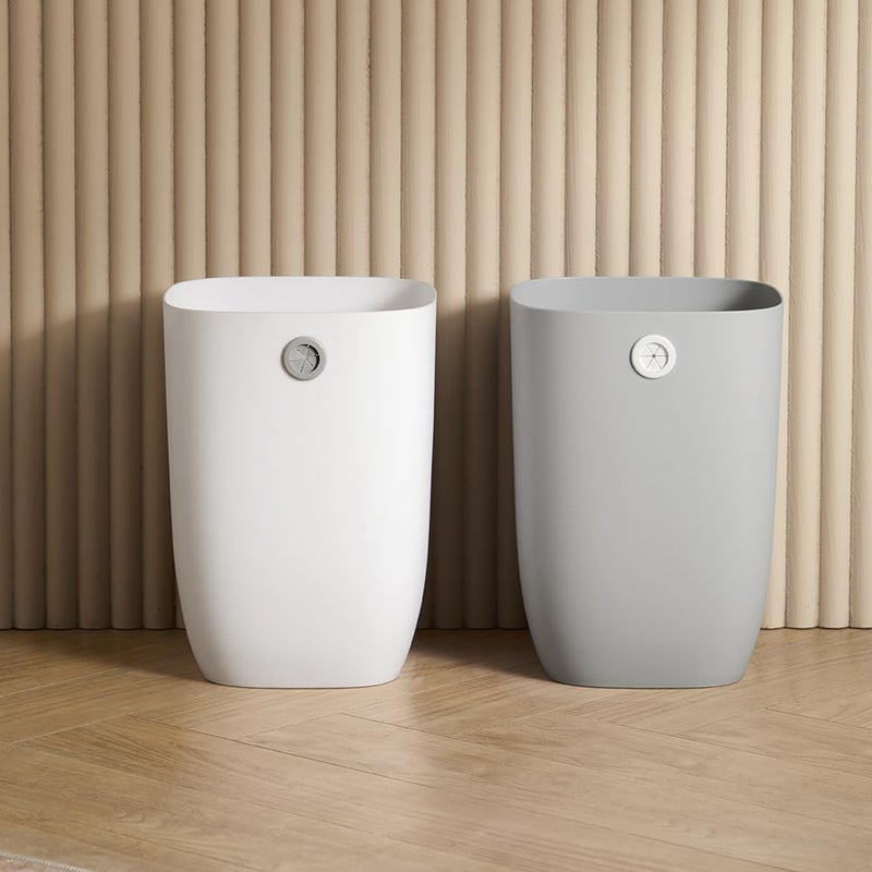 mingol Bathroom Trash Can, Plastic Rectangular Garbage Can with Trash Liner Holder for Bedroom, Living Room, Small Indoor Waste Basket, 7L, Grey - Image 5