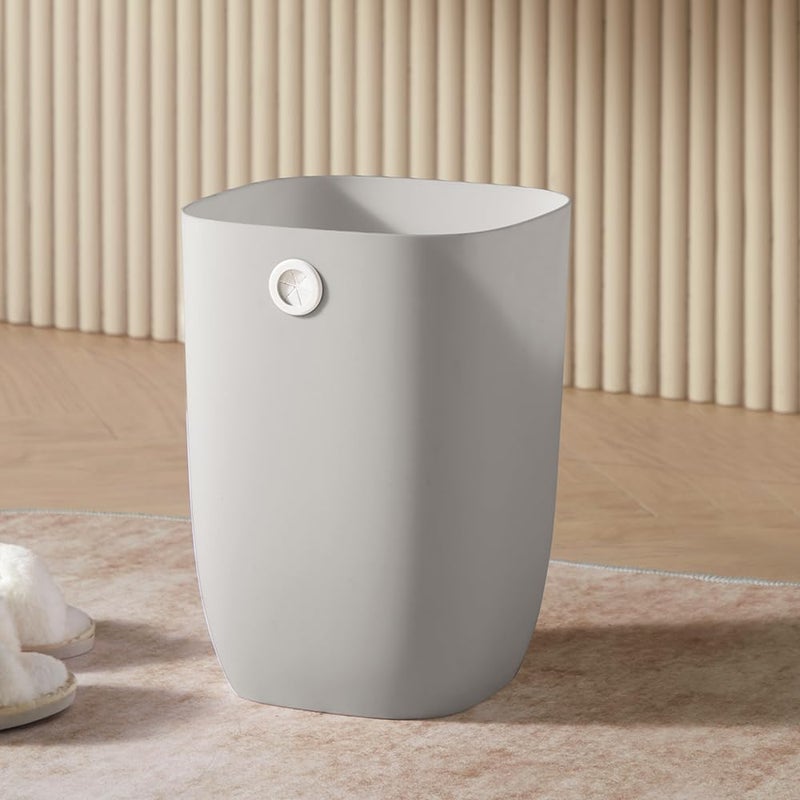 mingol Bathroom Trash Can, Plastic Rectangular Garbage Can with Trash Liner Holder for Bedroom, Living Room, Small Indoor Waste Basket, 7L, Grey - Image 3