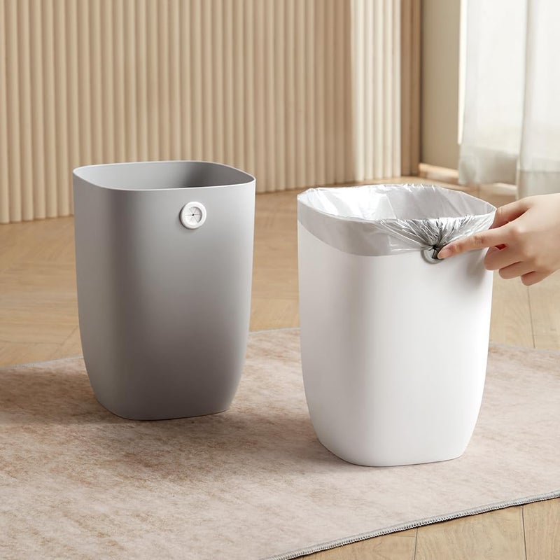 mingol Bathroom Trash Can, Plastic Rectangular Garbage Can with Trash Liner Holder for Bedroom, Living Room, Small Indoor Waste Basket, 7L, Grey - Image 4