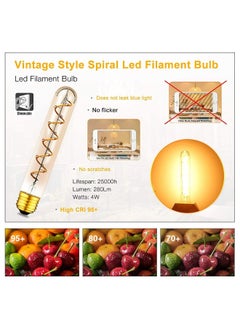 Generic Dimmable T30 LED Bulbs, E26 Base, 40W Vintage Style Warm White 2200K Amber Light, 7.3inch Long Tubular Filament Bulbs, Soft Flexible Design, Pack of 2  - Image 2