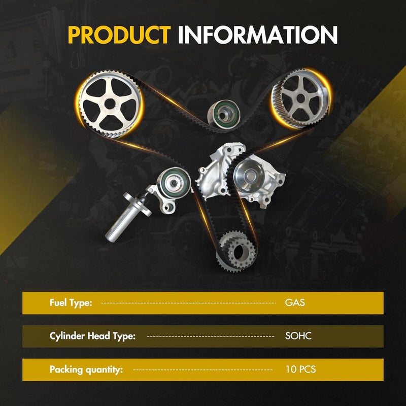 OCPTY Timing Belt Kit including timing Belt water pump with gasket tensioner bearing etc, Compatible for 08 09 10 for Honda Odyssey/04 05 06 07 08 09 10 11 12 13 14 15 for Honda Pilot - Image 3