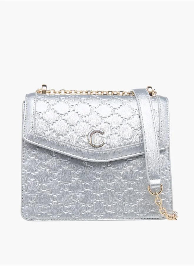 Le Confort Womens Monogram Embossed Crossbody Bag With Magnetic Closure