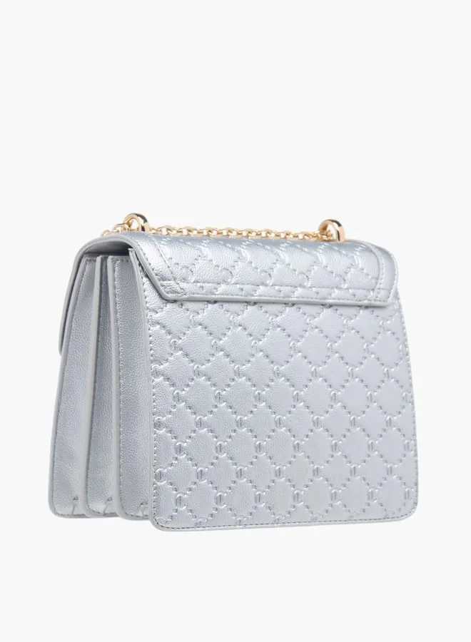 Le Confort Womens Monogram Embossed Crossbody Bag With Magnetic Closure