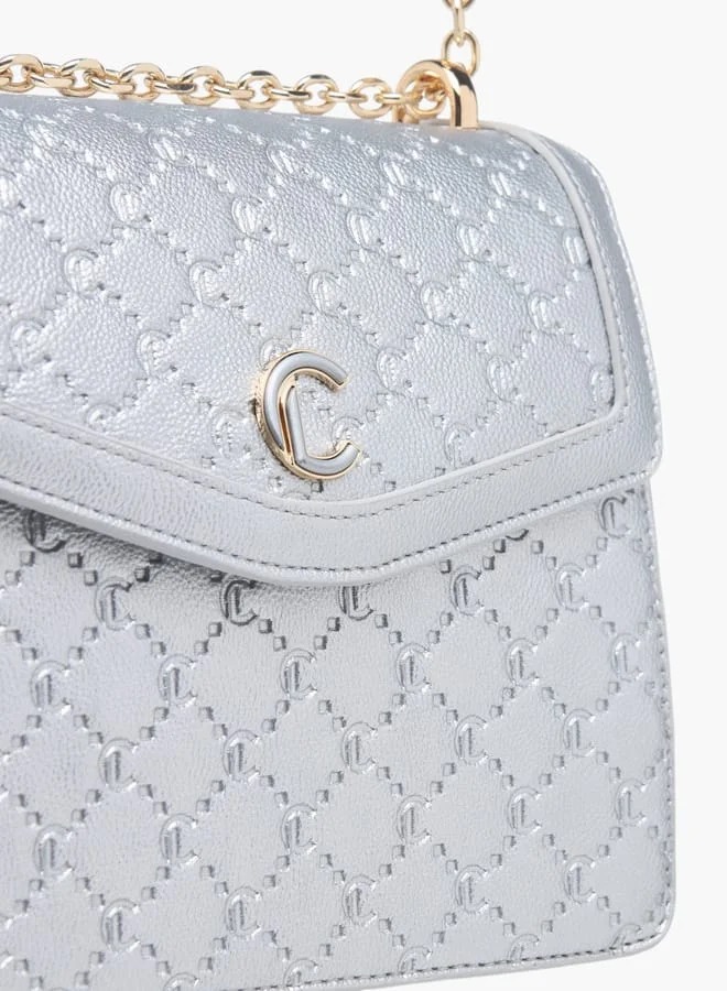 Le Confort Womens Monogram Embossed Crossbody Bag With Magnetic Closure