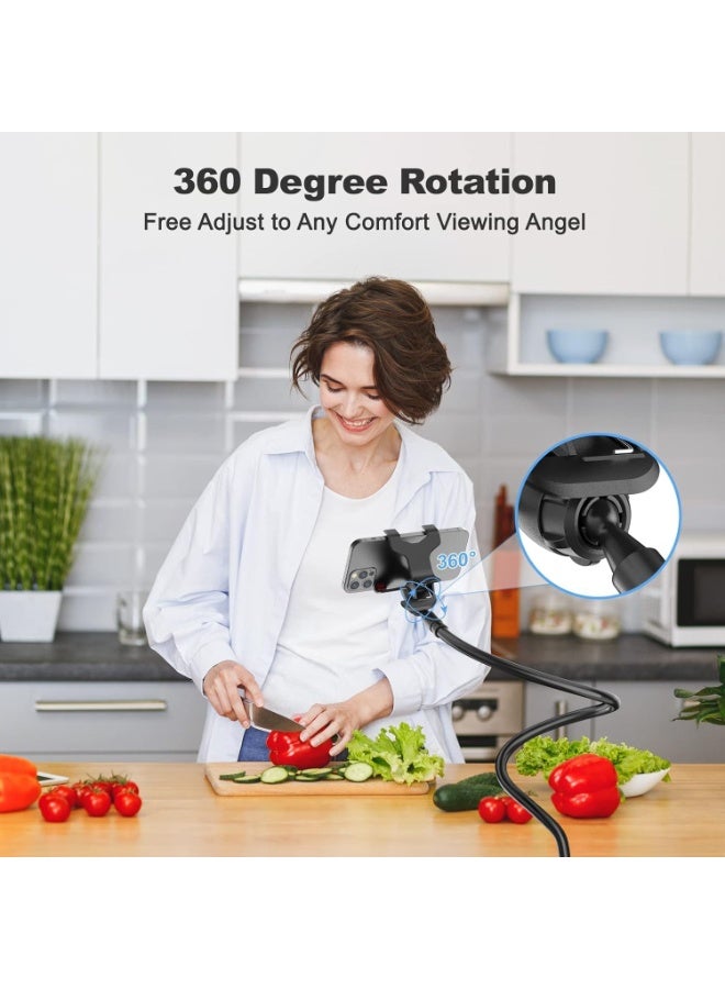 MUNTAQI Universal Phone Holder – 360° Flexible Long Arm Gooseneck Stand, Adjustable Clamp Mount for Bed Desk Table, Compatible with 3.5"-6.5" Smartphones iPhone Samsung Android Devices - Image 2