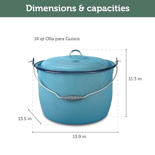 Cinsa 8-Piece Enameled Steel Stock Pots (14 & 8 QT) with Lids, Turquoise Blue Cookware Set - Image 3