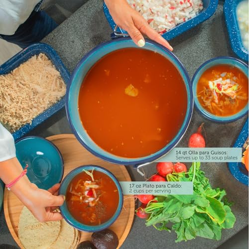 Cinsa 8-Piece Enameled Steel Stock Pots (14 & 8 QT) with Lids, Turquoise Blue Cookware Set - Image 5
