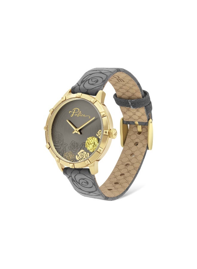 POLICE Women Marietas Women's Grey Dial Cool Grey Genuine Leather Strap Analog Watch 34mm - Image 2