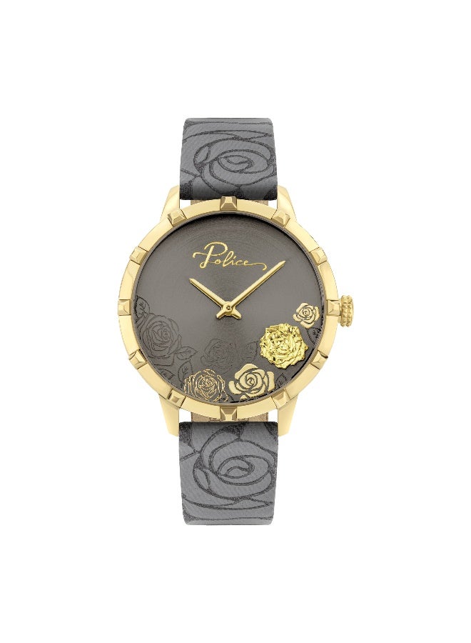 POLICE Women Marietas Women's Grey Dial Cool Grey Genuine Leather Strap Analog Watch 34mm - Image 1