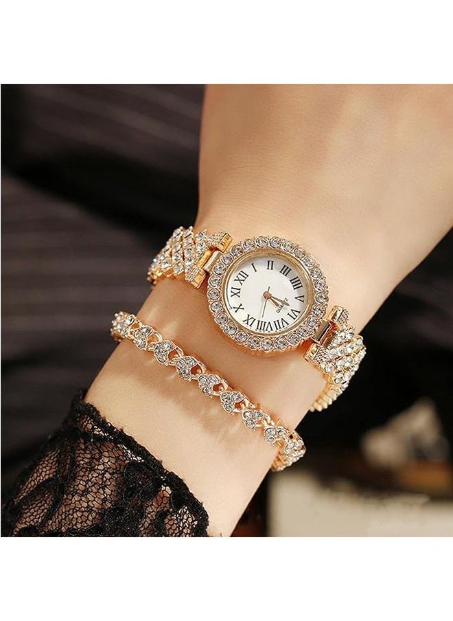 general Rose Gold Ladies Wristwatch and Bracelet Set, Exquisite and Luxury Diamond Watch for Women - Image 3