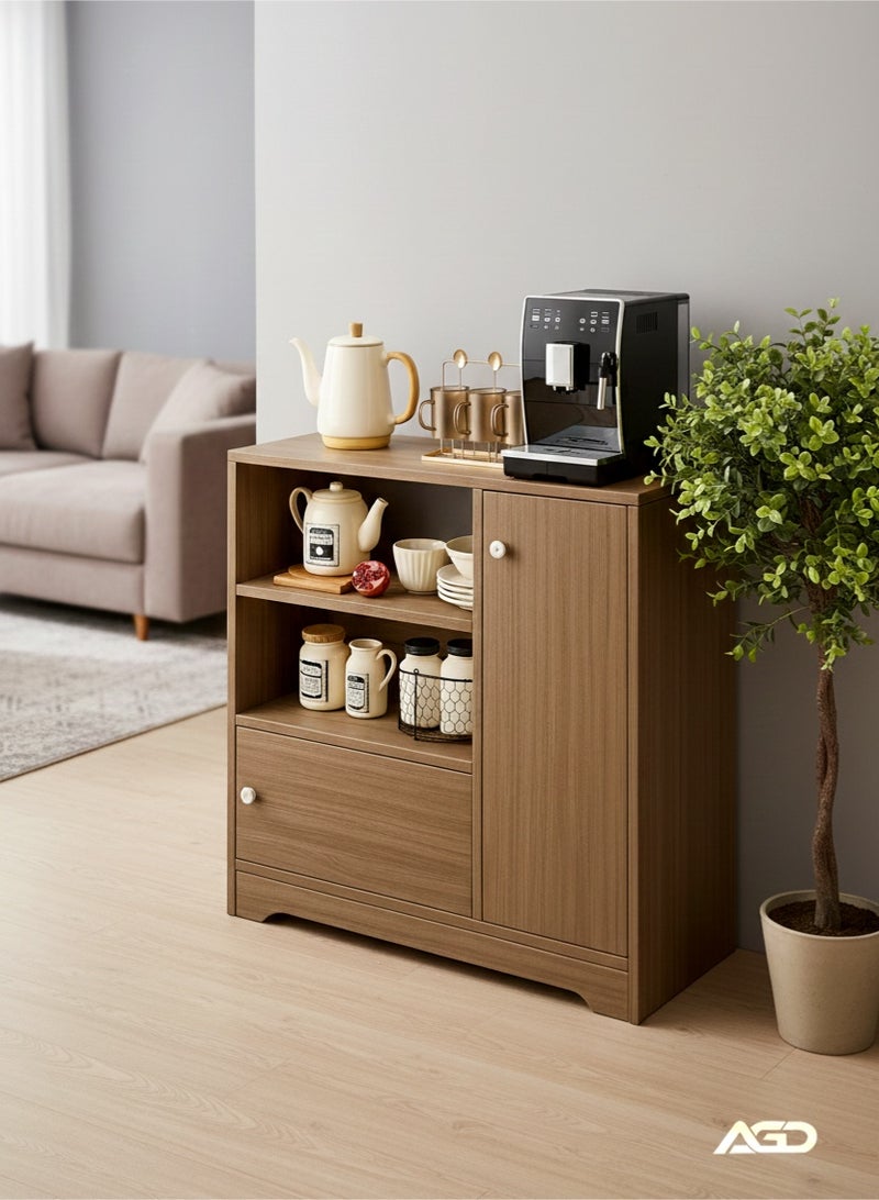 AGD Multi-Purpose Coffee Corner Storage Cabinet, Kitchen Side Cabinet with Shelves and Doors, Microwave Oven Holder, Kitchen Organizer for Utensils and Desk Cabinet for Books, Files, and More - Image 1