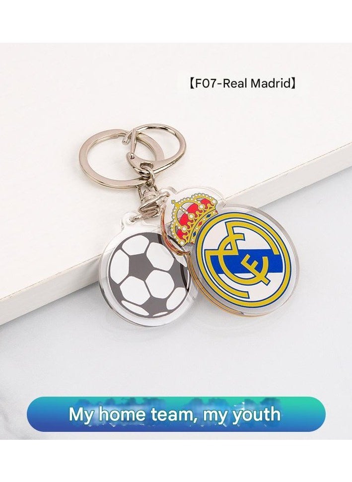 Generic Football Club Badge Keychain Milan Gift Backpack Pendant Manchester City Real Madrid Chelsea Car Keychain  - Image 1