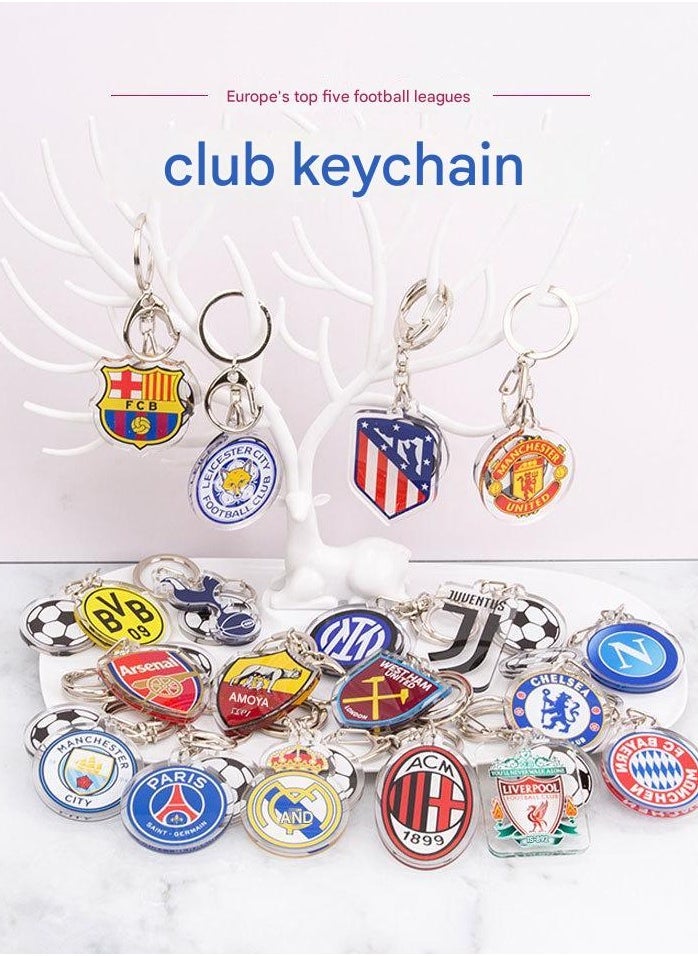 Generic Football Club Badge Keychain Milan Gift Backpack Pendant Manchester City Real Madrid Chelsea Car Keychain  - Image 2
