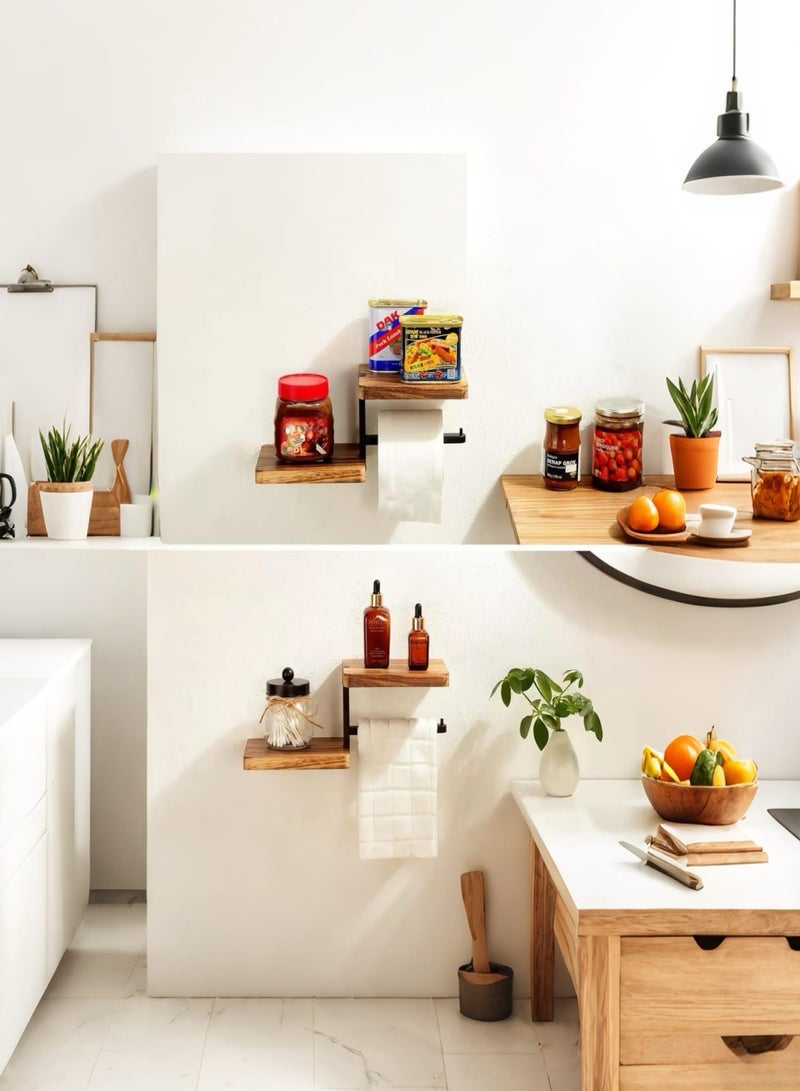 NayZaan Wall-Mounted Toilet Roll Holder, Wooden Black Tissue Holder Bathroom Accessory, Secure Installation With Wall Plugs. Suitable For Bathrooms, Kitchens, Toilets, Outdoor Spaces, Country Estates, And Farms. Ideal For Holding Tissues, Mobile Phones, Personal Items, And Toilet Rolls - Image 4