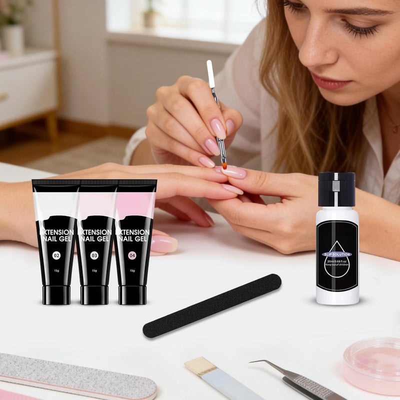 Poly Nail Gel - Manicure Lengthening Gel Set - Nail Strengthening Kit,for Girls Beginners Women Home Salon Beauty Vacation Party Wedding - Image 2