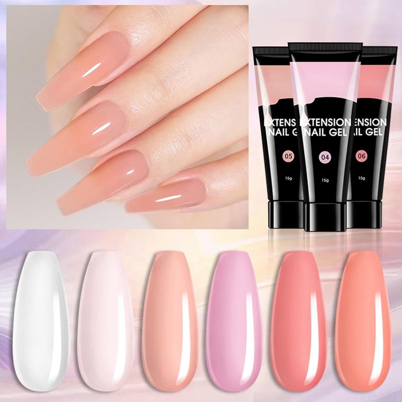 Poly Nail Gel - Manicure Lengthening Gel Set - Nail Strengthening Kit,for Girls Beginners Women Home Salon Beauty Vacation Party Wedding - Image 3