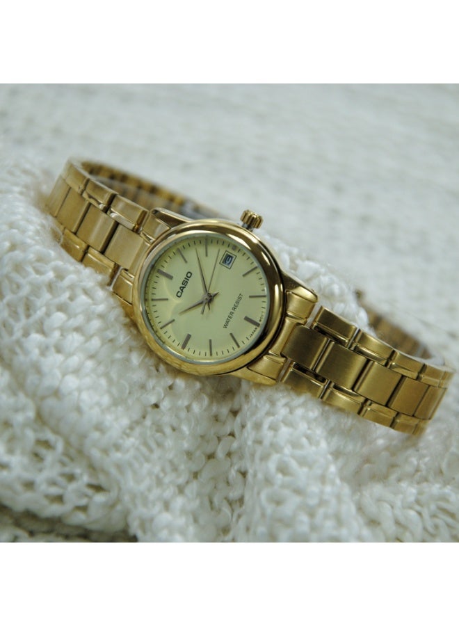 Casio LTP-V002G-9AUDF Women’s Gold-Tone Stainless Steel Analog Watch – Champagne Dial - Image 3