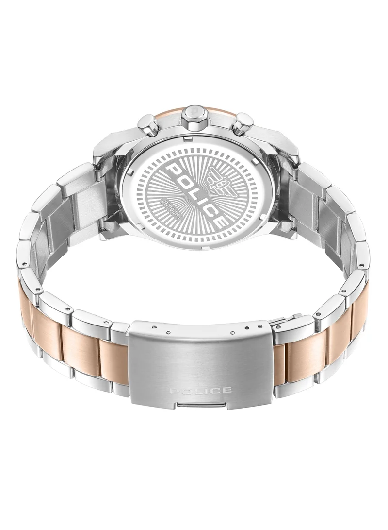 بوليس Knotty Quartz Men's Multifunction Watch with Two-toned Silver & Rose Gold Bracelet, 42x50mm