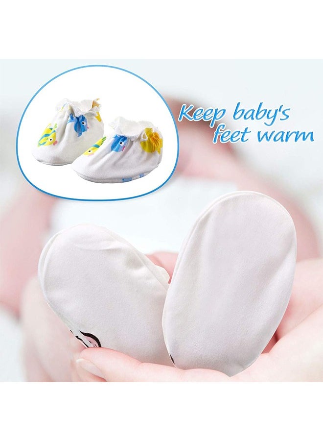 Generic 9Pcs Newborn Cap Mitten Sock, Including 3 Pieces Newborn Hats, 3 Pairs Baby No Scratch Mittens Gloves and 3 Pairs Infant Socks for 0-6 Months Unisex Baby Boys Girls Set Multicoloured  - Image 3