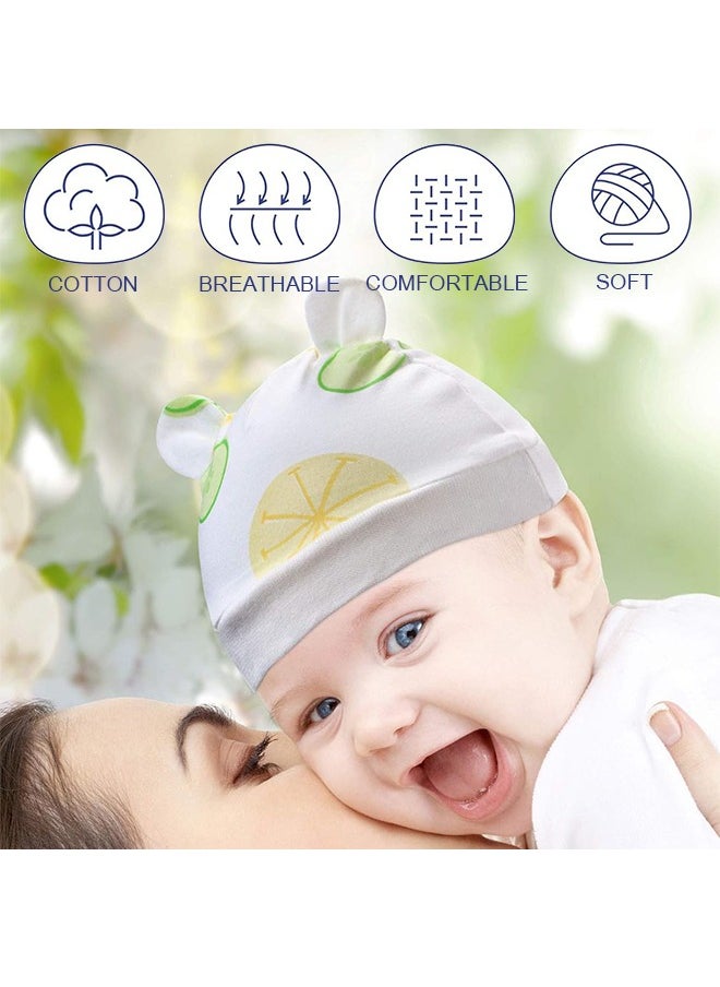 Generic 9Pcs Newborn Cap Mitten Sock, Including 3 Pieces Newborn Hats, 3 Pairs Baby No Scratch Mittens Gloves and 3 Pairs Infant Socks for 0-6 Months Unisex Baby Boys Girls Set Multicoloured  - Image 2
