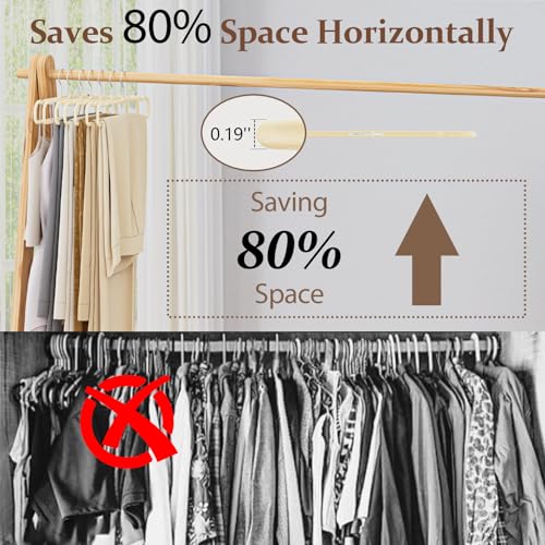 UEAKPIC Velvet Felt Pants Hangers 30 Pack – Heavy Duty Space Saving Clothes Hangers with 360° Swivel Hook, Non-Slip Thin Design for Suits, Shirts, Coats, Dresses – Includes 30 Hooks (Ivory) - Image 2