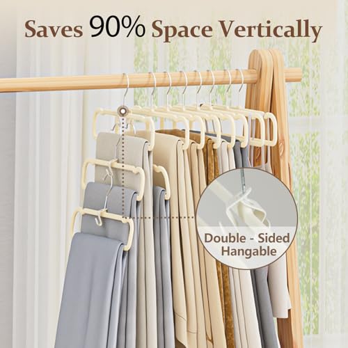 UEAKPIC Velvet Felt Pants Hangers 30 Pack – Heavy Duty Space Saving Clothes Hangers with 360° Swivel Hook, Non-Slip Thin Design for Suits, Shirts, Coats, Dresses – Includes 30 Hooks (Ivory) - Image 3
