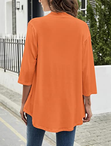Yekaty Women's Open Front Plus Size Kimonos Lightweight Summer Cardigans Orange Dressy Jackets - Image 3