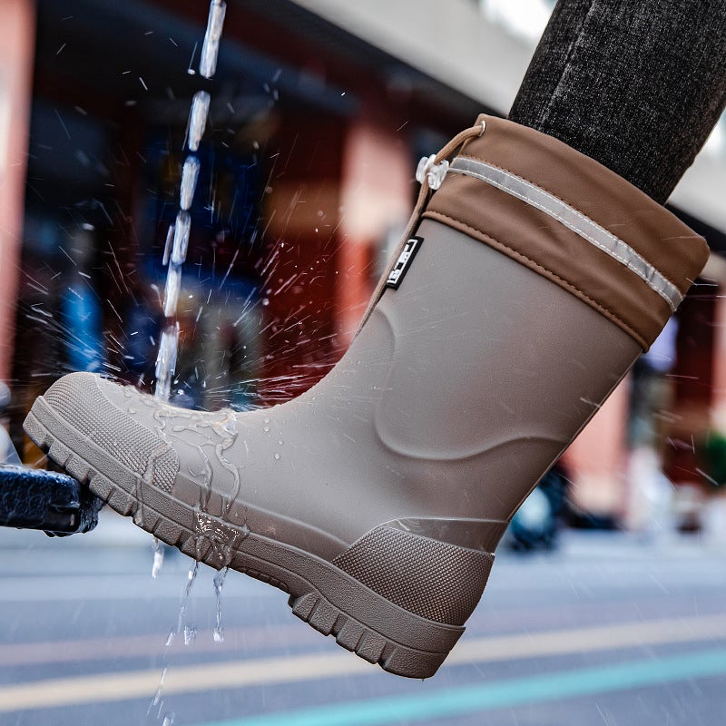 2026 German-Style Pvc Mid-Calf Rain Boots For Men, Waterproof Ankle Rain Boots, Work Water Boots, Rubber Shoes For Fishing - Image 2